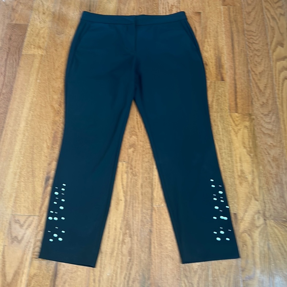 ZARA BASIC WOMEN DRESS PANTS WITH BEADED LEGS BLACK IN SIZE M